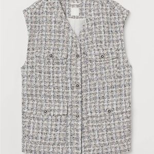 XL Oversized Textured Weave Sleeveless Blazer